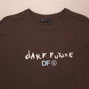 Asos Design Dark Future Crew Neck Graphic T-Shirt Mens Size Large L Brown